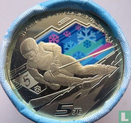 Chine 5 yuan 2022 (rouleau) "Winter Olympics in Beijing - Snow sports" - Image 1