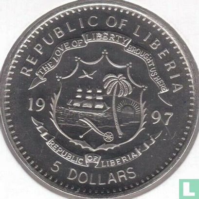 Libéria 5 dollars 1997 "Rhinoceros" - Image 1