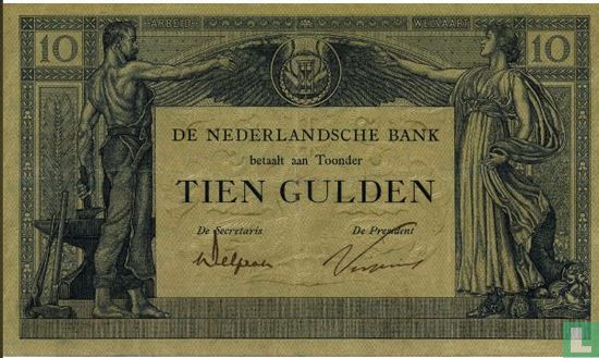 10 Guilders Netherlands 1921 - Image 1
