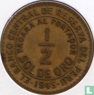Peru ½ sol de oro 1945 (without letter - 7.32 g) - Image 1