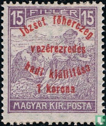 Harvesting wheat, with overprint