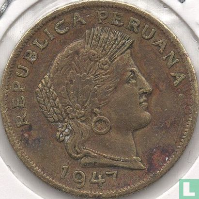 Peru 20 centavos 1947 (messing) - Afbeelding 1