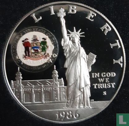 United States 1 dollar 1986 (PROOF - coloured) "Centenary of the Statue of Liberty - Delaware" - Image 1