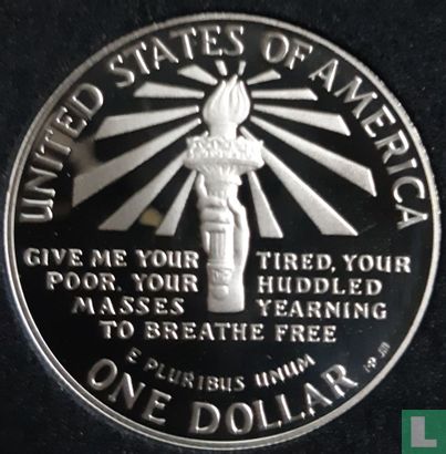 États-Unis 1 dollar 1986 (BE - coloré) "Centenary of the Statue of Liberty - Delaware" - Image 2