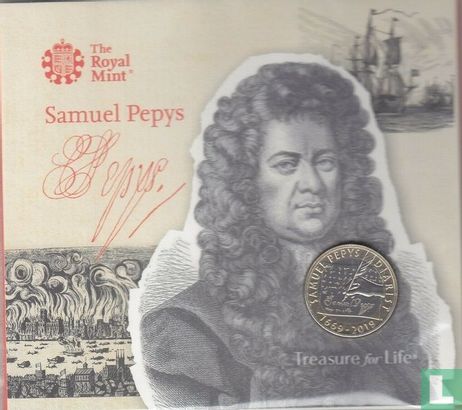 Verenigd Koninkrijk 2 pounds 2019 (folder) "350th anniversary Final diary entry of Samuel Pepy" - Afbeelding 1