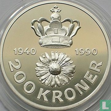 Denemarken 200 kroner 1990 "50th birthday of Queen Margrethe II" - Afbeelding 1