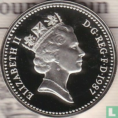 United Kingdom 1 pound 1987 (PROOF - silver) "English oak" - Image 1