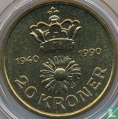 Denemarken 20 kroner 1990 "50th birthday of Queen Margrethe II" - Afbeelding 1