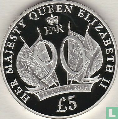 Jersey 5 pounds 2016 (PROOF - zilver) "90th Birthday of Queen Elizabeth II" - Afbeelding 2