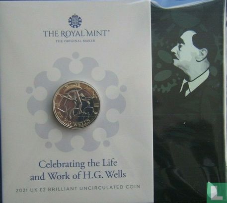 United Kingdom 2 pounds 2021 (folder) "75th anniversary Death of Herbert George Wells" - Image 1