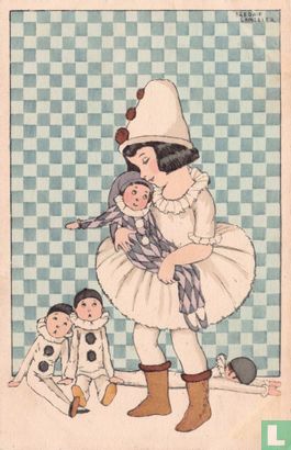 Pierrot meisje met vier poppen (Molen lucifers) - Image 1