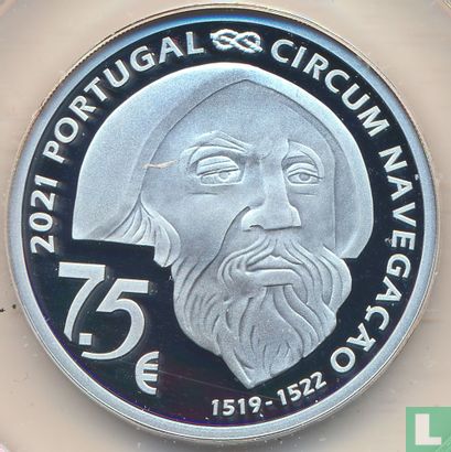 Portugal 7½ euro 2021 (PROOF - zilver) "500th anniversary of Magellan's circumnavigation of the world" - Afbeelding 1