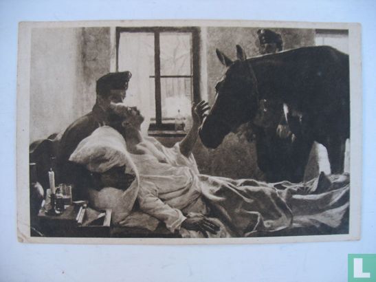 Gewonde / zieke soldaat met paard - Image 1