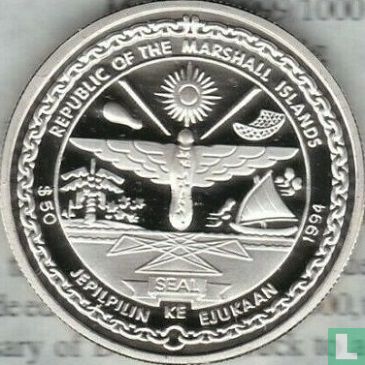 Marshalleilanden 50 dollar 1994 (PROOF) "50th anniversary of D-Day" - Afbeelding 1