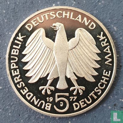 Duitsland 5 mark 1977 (PROOF) "200th anniversary Birth of Carl Friedrich Gauss" - Afbeelding 1