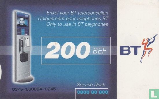 BT - Telefoonkaart 200 BEF - Bild 2