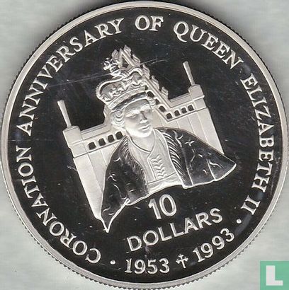 Salomonseilanden 10 dollars 1992 (PROOF) "40th anniversary Coronation of Queen Elizabeth II" - Afbeelding 2