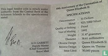 Salomonseilanden 10 dollars 1992 (PROOF) "40th anniversary Coronation of Queen Elizabeth II" - Afbeelding 3