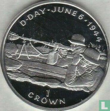 Île de Man 1 crown 1994 "50th anniversary of Normandy Invasion - German machine gun position" - Image 2