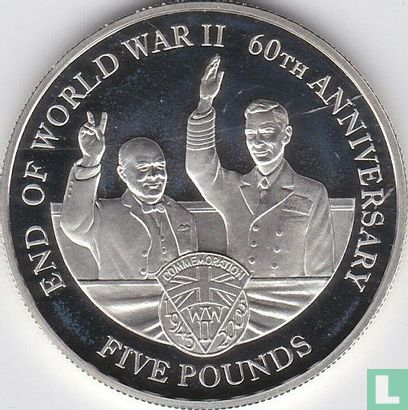 Guernesey 5 pounds 2005 (BE - argent) "60th anniversary End of World War II" - Image 2