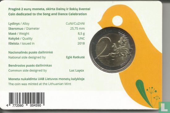 Lituanie 2 euro 2018 (coincard - type 2) "Song and dance Celebration" - Image 2