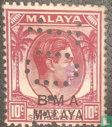 Koning George VI met opdruk BMA Malaya - Image 1