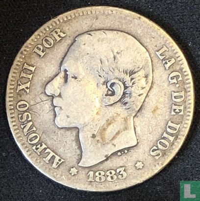 Spanje 2 peseta 1883 - Afbeelding 1