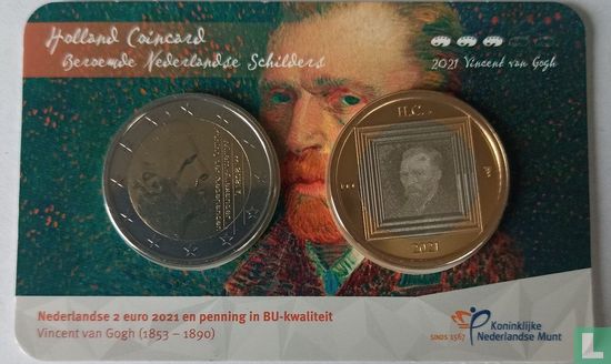 Niederlande 2 Euro 2021 (Coincard - mit bicolor Medaille) "Vincent van Gogh" - Bild 1