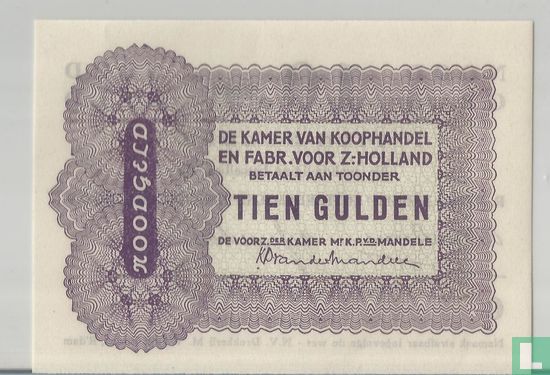 10 gulden 1944 Rotterdam, Kamer van Koophandel WO-II (Niet ontwaard) PL843.3 - Afbeelding 1