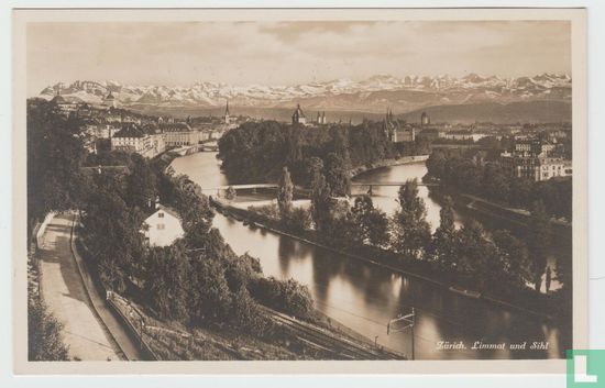 RPPC Zürich Limmat und Sihl Schweiz Ansichtskarten Zurich Switzerland 1932 Real Photo Postcard - Image 1