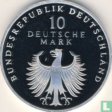 Allemagne 10 mark 1998 (BE - F) "50th anniversary of the Deutsche Mark" - Image 2