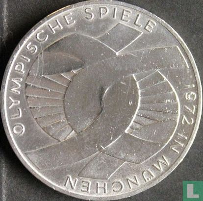 Germany 10 mark 1972 (D) "Summer Olympics in Munich - Partial view of the Olympic rings" - Image 1