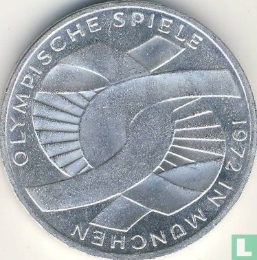 Allemagne 10 mark 1972 (F) "Summer Olympics in Munich - Partial view of the Olympic rings" - Image 1