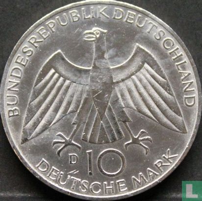 Allemagne 10 mark 1972 (D) "Summer Olympics in Munich - Partial view of the Olympic rings" - Image 2