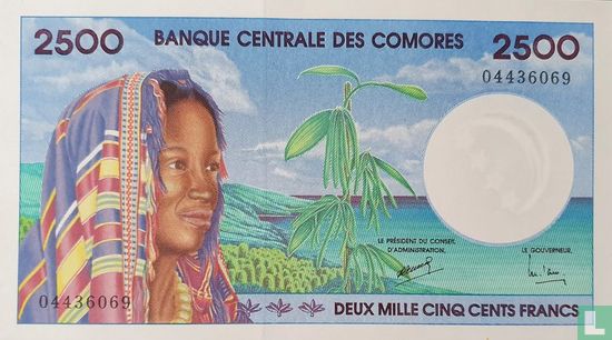 Comoros 2500 Francs - Image 1