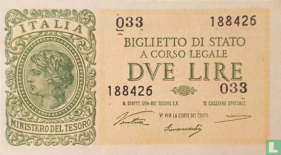 Italie 2 Lire (signatures Ventura / Simoneschi / Giovinco) - Image 1