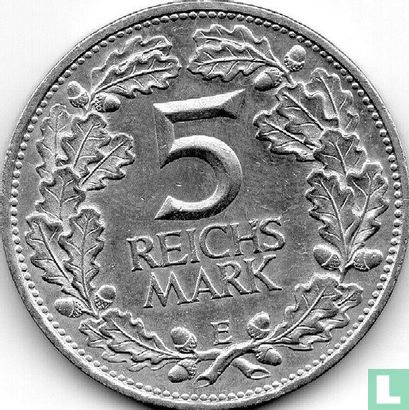 Duitse Rijk 5 reichsmark 1925 (E) "1000 years of the Rhineland" - Afbeelding 2