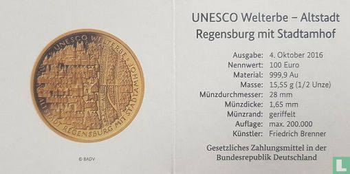 Duitsland 100 euro 2016 (D) "Regensburg's old town and Stadtamhof" - Afbeelding 3