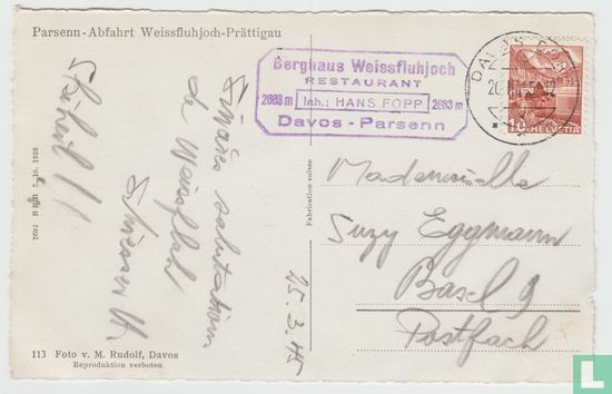 RPPC Parsenn Abfahrt Weissfluhjoch-Praettigau Schweiz Ansichtskarten Ski Switzerland 1945 Real Photo Postcard - Afbeelding 2