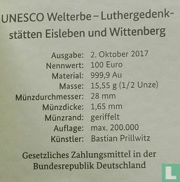 Allemagne 100 euro 2017 (F) "Luther memorials in Eisleben and Wittenberg" - Image 3