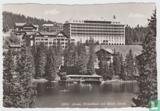 Arosa Strandbad mit Hotel Altein Graubünden Schweiz Ansichtskarten Switzerland Postcard - Afbeelding 1