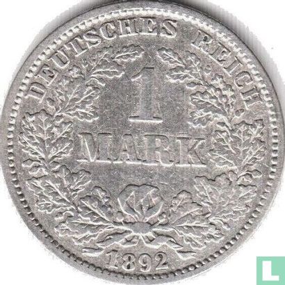 Empire allemand 1 mark 1892 (G) - Image 1