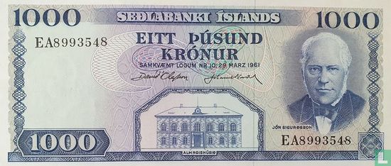 IJsland 1000 Kronur (D. Olafsson & J. Nordal) - Afbeelding 1