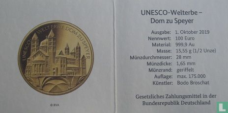 Allemagne 100 euro 2019 (F) "Speyer Cathedral" - Image 3