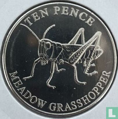 Guernsey 10 pence 2021 (kleurloos) "Meadow grasshopper" - Afbeelding 2