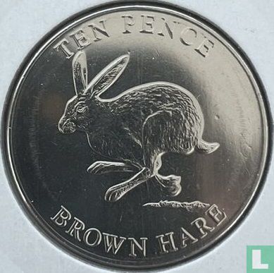 Guernsey 10 Pence 2021 (ungefärbte) "Brown hare" - Bild 2