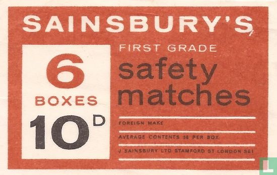 Sainsbury's first grade safety matches