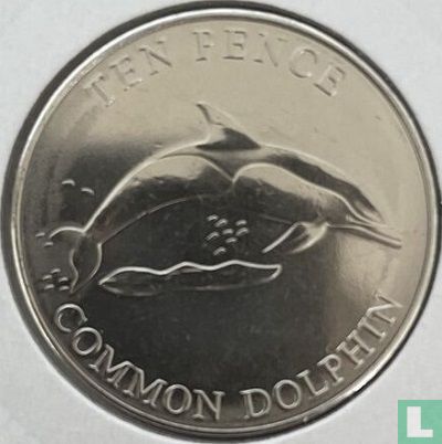 Guernsey 10 pence 2021 (kleurloos) "Common dolphin" - Afbeelding 2