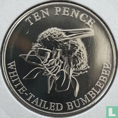 Guernsey 10 Pence 2021 (ungefärbte) "White-tailed bumblebee" - Bild 2