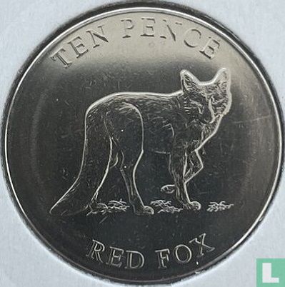Guernsey 10 pence 2021 (kleurloos) "Red fox" - Afbeelding 2